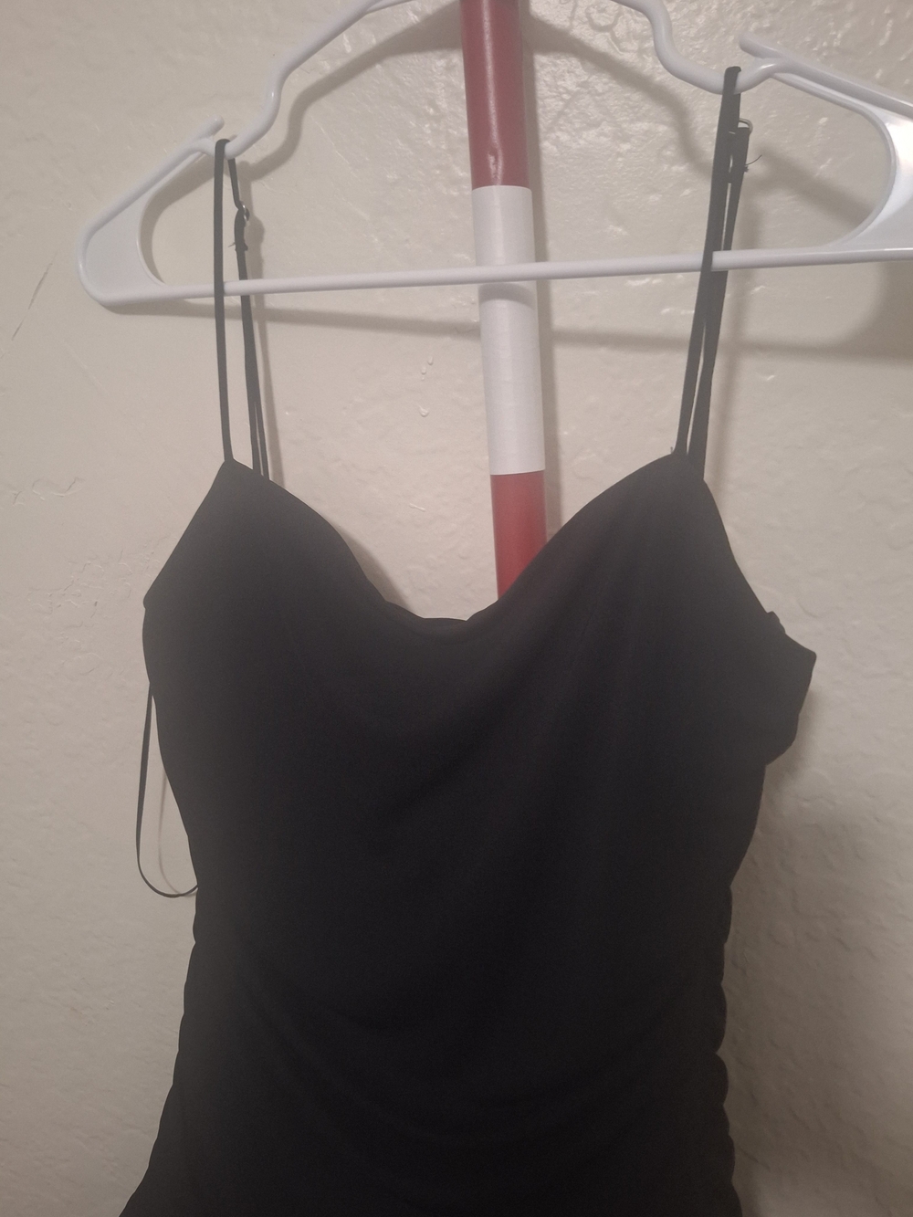 Zara Black Mini Dress with Cowl Neck and Spaghetti Straps